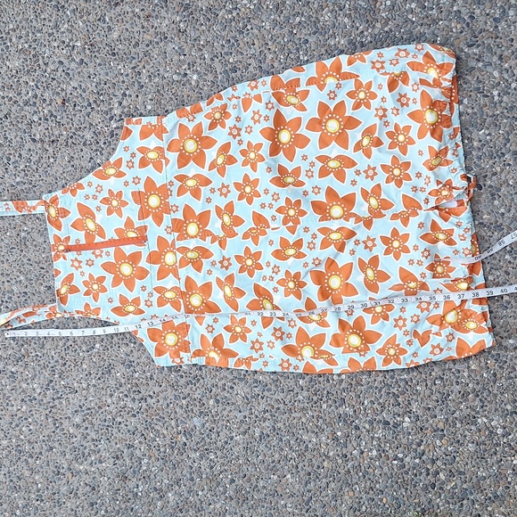 Vintage 70s Floral Cotton Overall Hippie Dress Whimsical Colorful L/XL - Picture 11 of 11